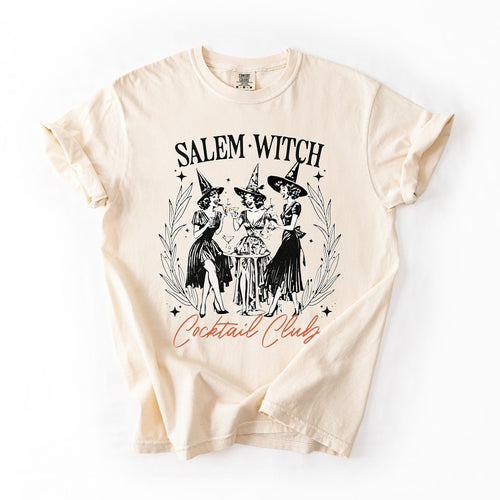 Salem Witch Cocktail Club All Hallows Eve Spooky Halloween Spirits Celebration Comfort Colors Tee